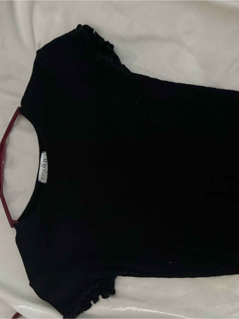 Popular 21 Black Short Sleeve Ribbed Tee